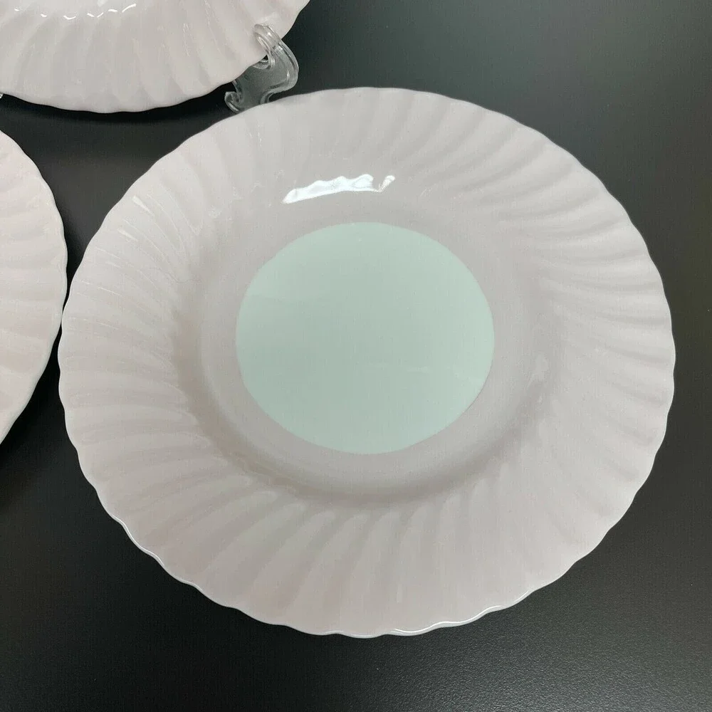 Minton Salad Plates Swirl Edge Pink White 9